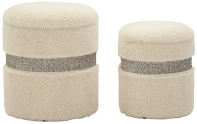 Puff C/Contenitore Saint-Moritz Crema Set 2 Pz Ø 40X47-32X38