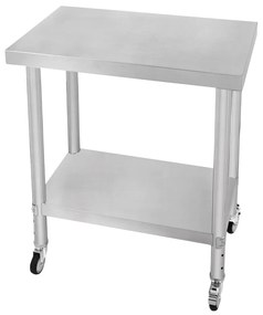 Banco di lavoro per ristorazione Tavolo in acciaio inox per la preparazione degli alimenti Cucina mobile 76cm x 45cm x 86cm