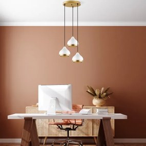 Lampadario a sospensione con cavo YILDO 3xE27/40W/230V bianco/oro