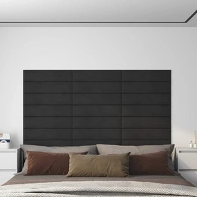 Pannelli Murali 12 Pz Neri 60x15 Cm Velluto 1,08 M² /