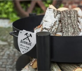 Braciere Da Giardino Artigianale In Ferro Con Porta Legna Montana 80 cm Cook King