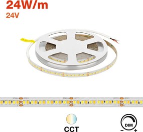 Striscia LED CCT Bianco Variabile 24V 24W/m Professionale - IP20 - 5 metri
