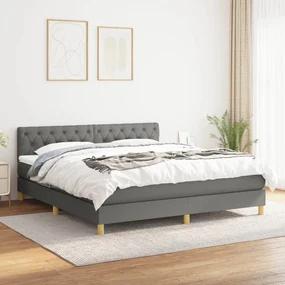 Giroletto A Molle Con Materasso Grigio Scuro 160x200 Cm Tessuto /