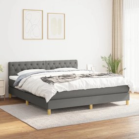 Giroletto A Molle Con Materasso Grigio Scuro 160x200 Cm Tessuto /
