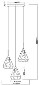 Globo 15889-3H - Lampadario a sospensione con filo HASSAN 3xE27/40W/230V
