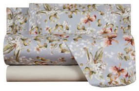 Completo Lenzuola in Raso di cotone Plumbago Matrimoniale -