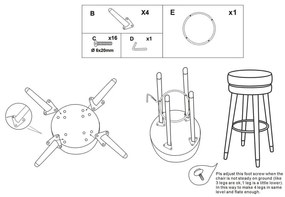 Sedia da bar nera/dorata in imbottito (altezza della seduta 74 cm) Paris – Mauro Ferretti