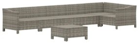 Set Divani da Giardino 7 pz con Cuscini in Polyrattan Grigio