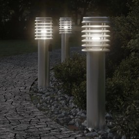 Lampada Da Terra Per Esterni Con Presa Argento 60 Cm İn Acciaio /