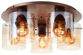 Brilliant - Plafoniera PETJE 5xE27/40W/230V Ø 52 cm marrone/fumé