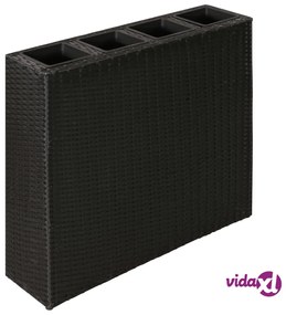 vidaXL Letto Rialzato da Giardino con 4 Vasi in Polyrattan Nero
