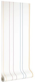 Kave Home - Carta da parati Nahilin bianca con motivo a righe multicolore 10 x 0,53 m FSC MIX Credit