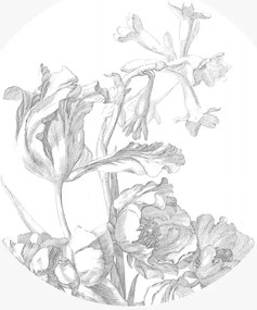 KEK Amsterdam Carta da parati panoramica Engraved Flowers 4 Circle - L - 2.375m