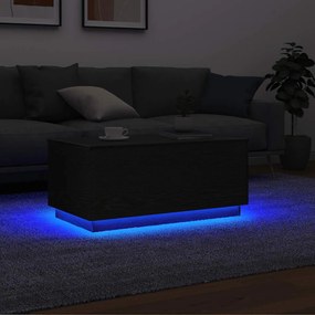Tavolino Da Soggiorno Con Luci Led Rovere Nero 90x49x40 Cm /