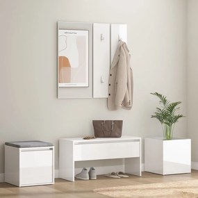 Set Di Mobili Da Corridoio Bianco Lucido İn Legno Multistrato /
