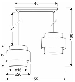 Lampada a sospensione con paralume in rattan bianco e naturale ø 20 cm Rattan - Candellux Lighting