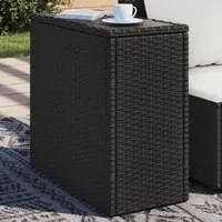 Tavolo da Giardino Piano in Vetro Nero 58x27,5x55 cm Polyrattan 365982