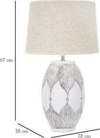 Lampada da tavolo bianca/beige con paralume in tessuto (altezza totale 67 cm) Atene – Mauro Ferretti