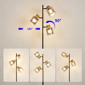 Brilagi - Lampada da terra HYGGE 3xE14/15W/230V legno di hevea/fumé