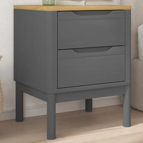 Comodino Floro Grigio 45x39x57 Cm İn Legno Massello Di Pino /