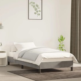 Giroletto Senza Materasso Grigio Chiaro 90x200 Cm Velluto /