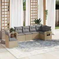 Set Divano da Giardino 6 pz con Cuscini Beige in Polyrattan 3220228