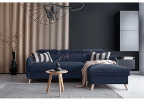 Divano letto angolare in velluto blu scuro (angolo destro) Sweet Harmony - Miuform