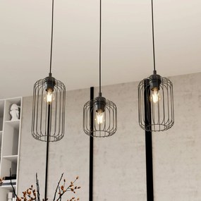 EMIBIG LIGHTING Lampada a sospensione Vander, a 3 luci, 60 cm, nero, metallo, E27