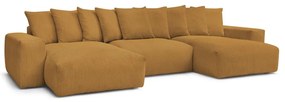 Divano angolare color senape con rivestimento in velluto a coste Voltaire – Bobochic Paris