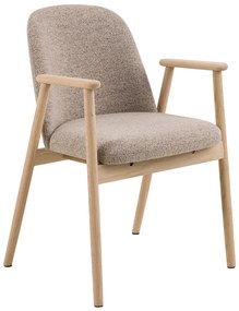 RODERIC Beige Latte (tessuto Monza 60)/ telaio in rovere oliato - SEDIA IN LEGNO BOUCLÉ PER SALA DA PRANZO CUCINA RETRO