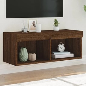 Mobile Porta Tv Con Luci Led Rovere Marrone 80x30x30 Cm /