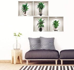 Set di 4 adesivi murali 3D Foglie di palma esotiche - Ambiance