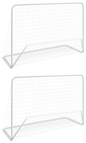 Porte Da Calcio 2 Pz Con Reti 182x61x122 Cm İn Acciaio Bianche /