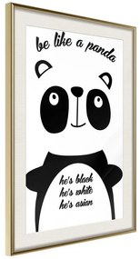 Poster  Tolerant Panda  Cornice Quadri Cornice d'oro con passe-partout, Larghezza x Altezza Home decor 20x30