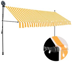 Tenda da Sole Retrattile Manuale LED 350 cm Bianca e Arancione