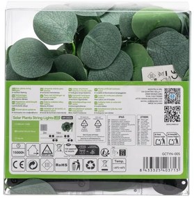 Aigostar - Catena LED solare 100xLED/12m IP65 bianco caldo eucalipto