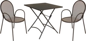 ROMANUS - set tavolo in metallo cm 70 x 70 x 72 h con 2 poltrone Maris