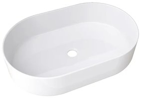 Lavabo da appoggio Trapani ovale in ceramica L 60.5 x H 12.5 x P 38 cm bianco lucido piletta non inclusa