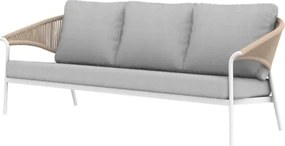 Salotto Da Esterno 5 Posti In Alluminio E Corda Con Tavolino Celia Bianco