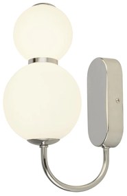 Applique Contemporanea Snow Ball Acciaio Cromo Vetro Bianco Led 12W 3000K