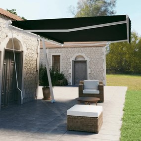 Tenda Sole Retrattile Manuale Con Palo 500x350 Cm Antracite /