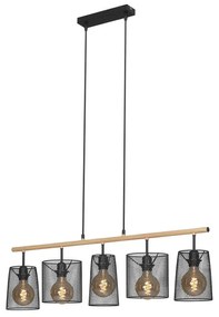 Lampadario Design Retro nero paralume nero 5x E27 BRILONER