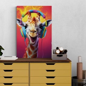 Quadro su tela – Giraffa con cuffie