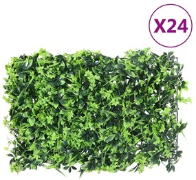 Recinzione Foglie Artificiali 24 Pz Verde 40x60 Cm /
