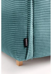 Divano angolare turchese allungabile (con penisola a destra/a forma di "U") con rivestimento in velluto a coste Tori – Bonami Selection