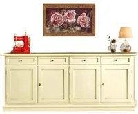 Madia credenza shabby chic in legno 4 porte avorio 205x42x85 - Mobili 2G