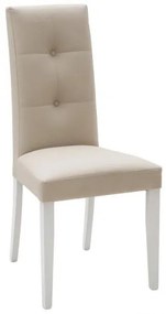 Set di 2 sedie ELBA in ecopelle beige con fusto bianco