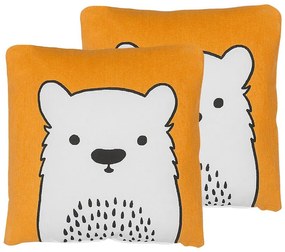 Set di 2 cuscini con stampa di orso 45 x 45 cm arancione WARANASI Beliani