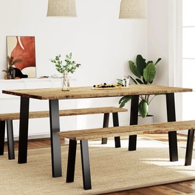 Tavolo Da Pranzo 150x90x75 Cm İn Legno Massello Di Acacia /