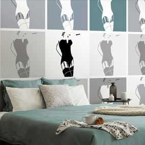 Carta da parati – Fascino pop art della donna in grigio